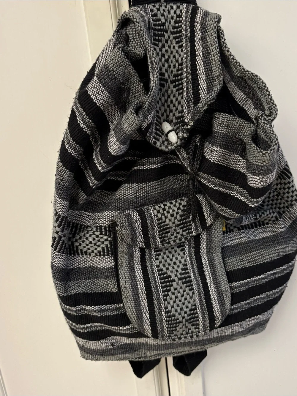 Black & Gray Striped Woven Women’s Backpack